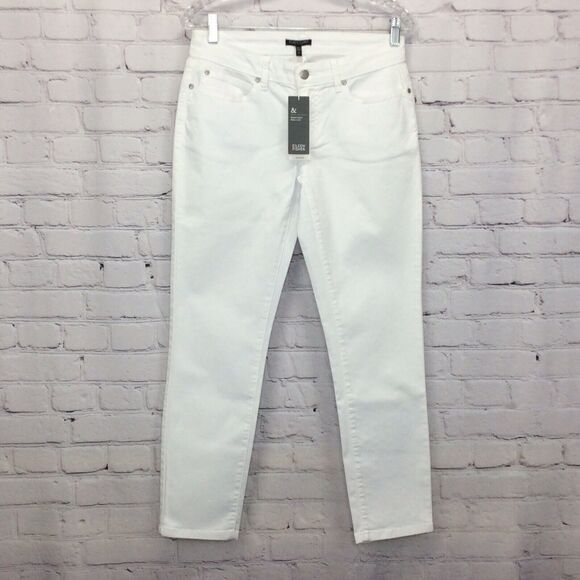 Eileen Fisher Jeans Women’s 6P White Organic Cotton Stretch Slim Ankle NWT $178 - Picture 1 of 12